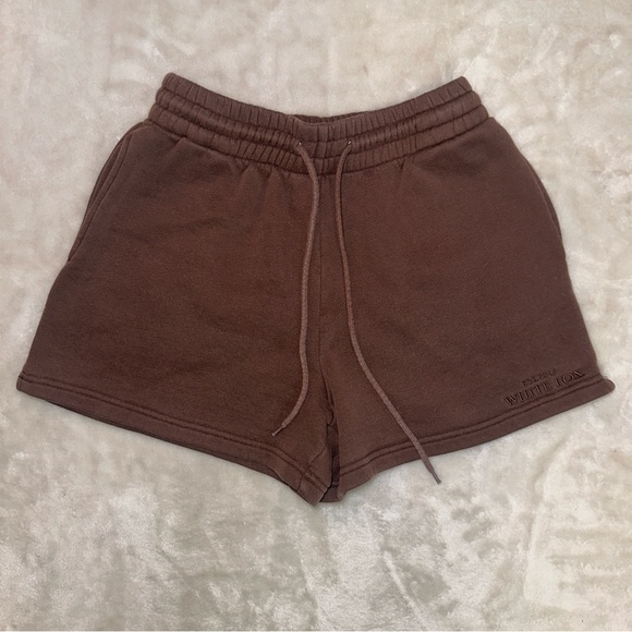 White Fox Brown Drawstring Sweat Shorts Size Small - Picture 3 of 11